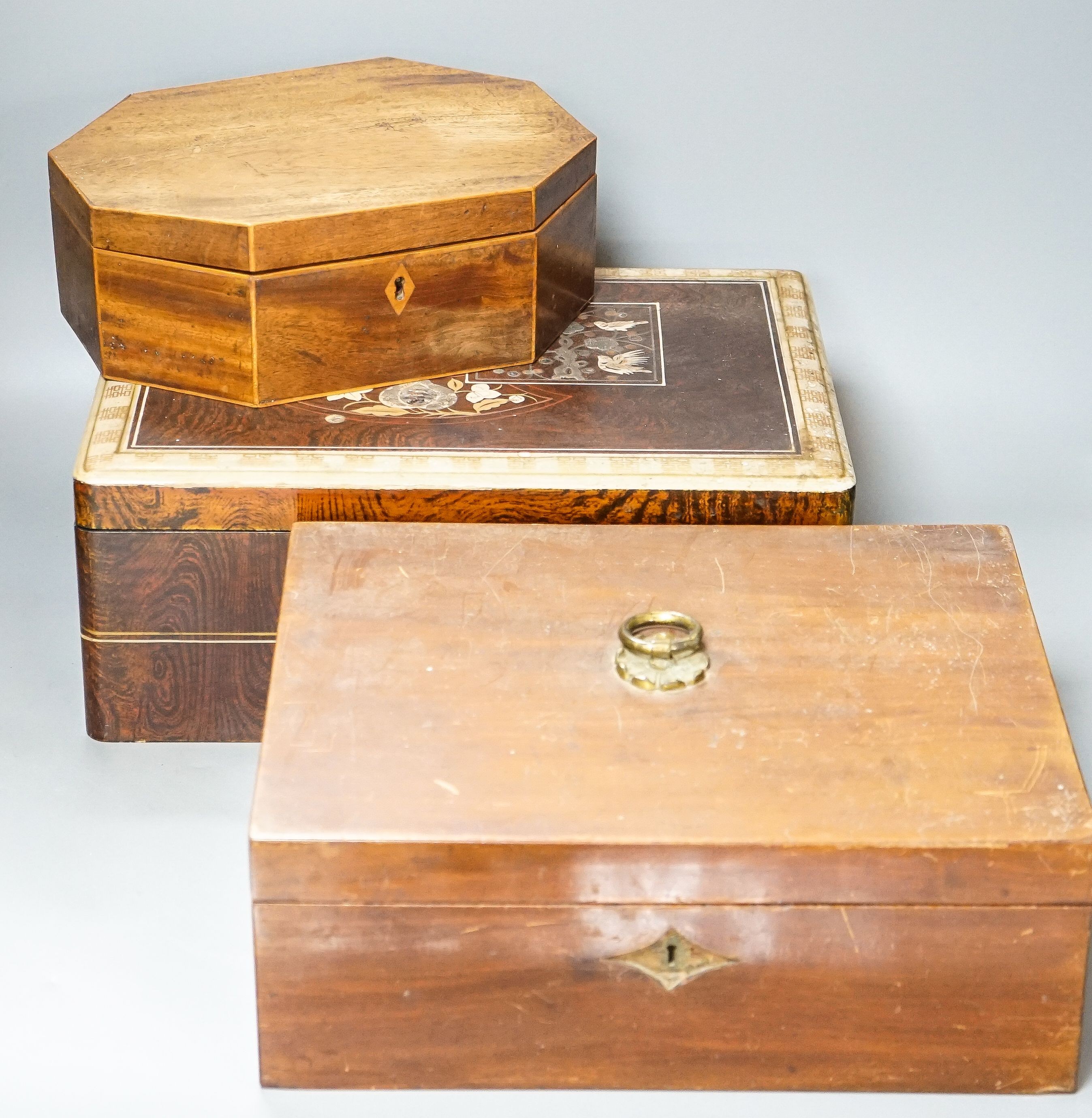 A Japanese lacquered rectangular box and two other boxes